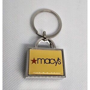 Vtg Macy's Key Chain Purse Handbag Yellow Silver Keychain Bag Collectable RARE